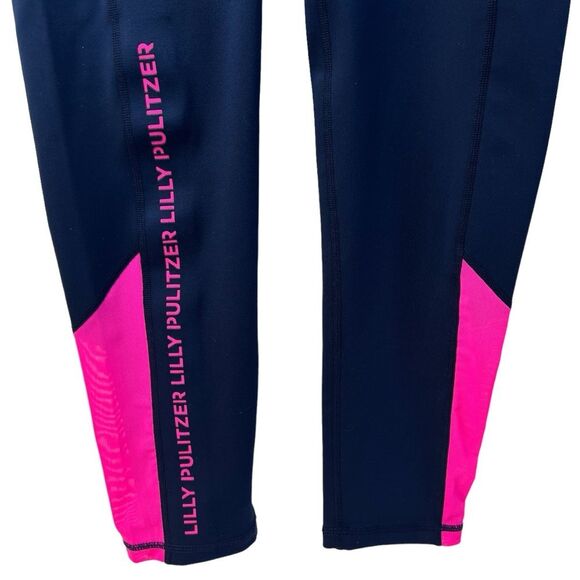 Lilly Pulitzer Weekender High Rise Midi Graphic Legging Navy & Pink Size S - Picture 3 of 6